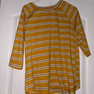 Tickled Teal Mustard Striped Long Sleeve Top
